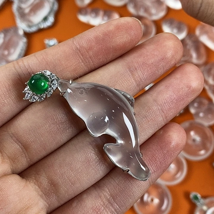 石英质玉银S925镶嵌颈饰