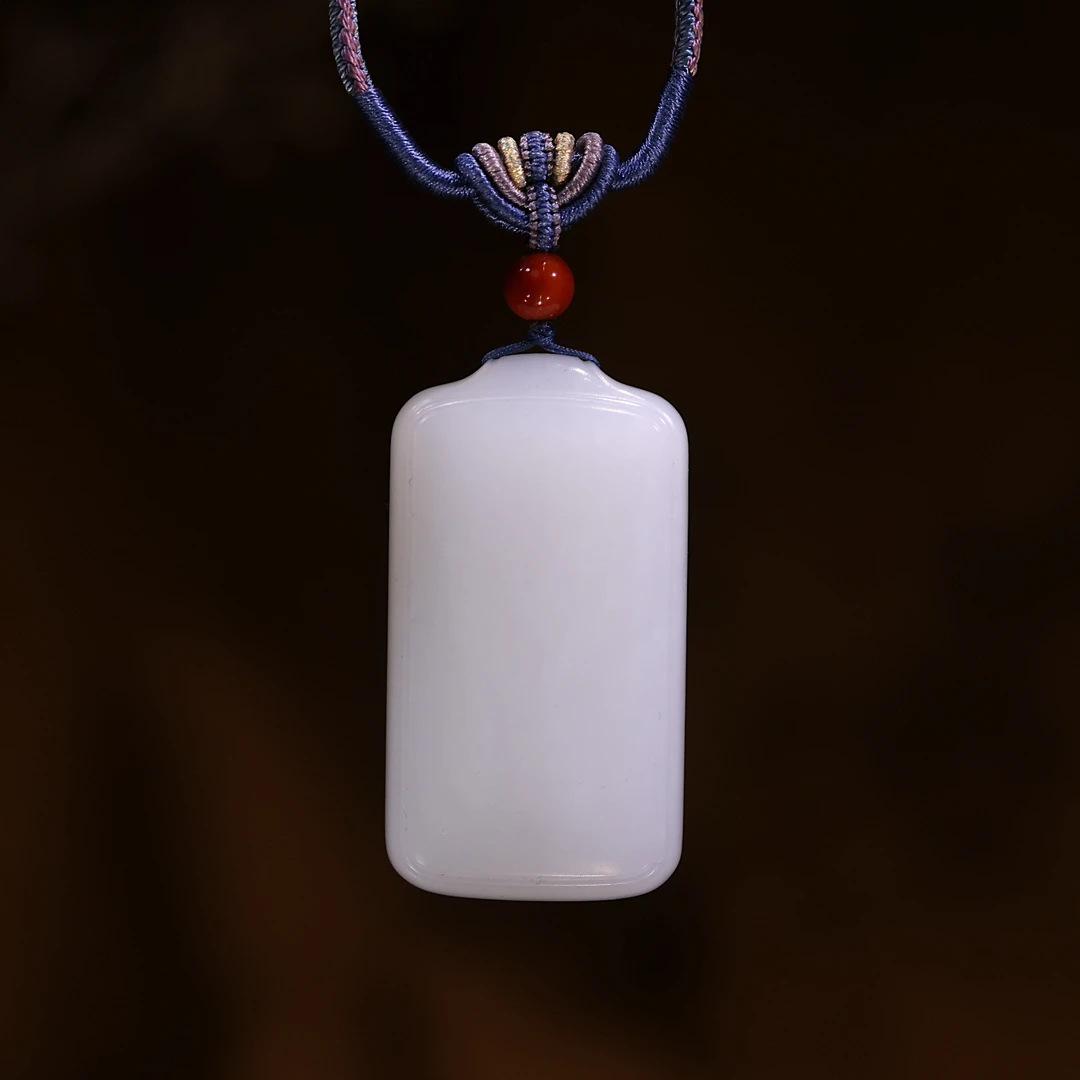 【新疆马爷珠宝】俄料羊脂白玉无事牌（宝宝小牌或女士贴身佩戴）