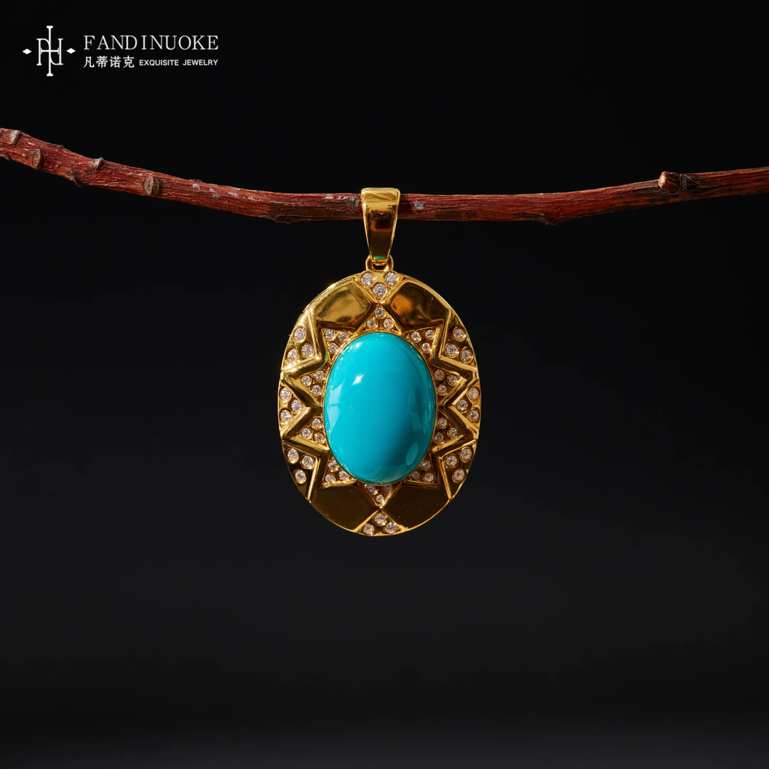 L【加加专属】 18K带钻绿松吊坠多样性发一#XYMD139000948K