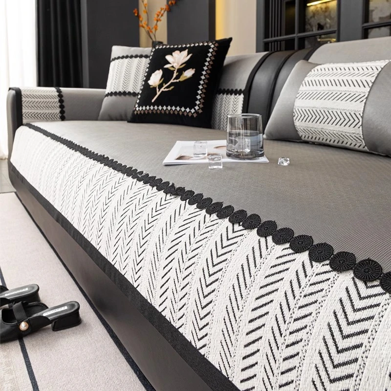 V/雅鹿沙发凉席垫夏季沙发垫夏天冰丝防滑坐垫子2025新款轻奢盖布