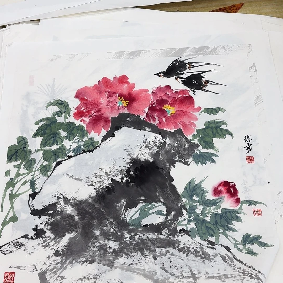 国画四尺斗方手绘作品