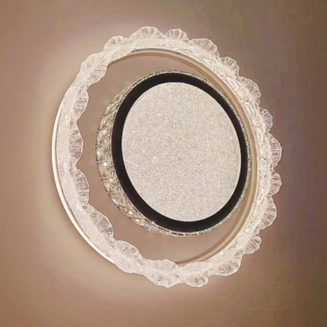 2025新款高端轻奢花蕾边水晶卧室灯语音智能灯书房主卧次卧房间灯