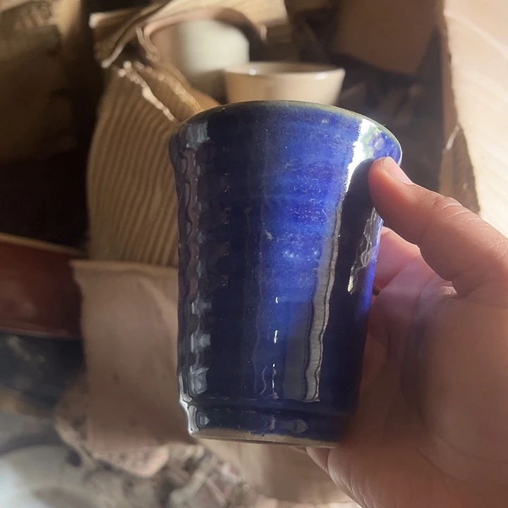 瓷五厂蓝色杯子四支