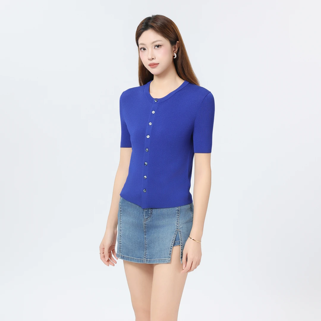 GIRDEAR/哥弟早春舒适简约上衣新款罗纹设计百搭显瘦针织衫148027