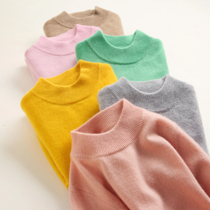 加厚儿童小山羊绒衫秋季冬半高领女童装男童毛衣套头宝宝小孩保暖