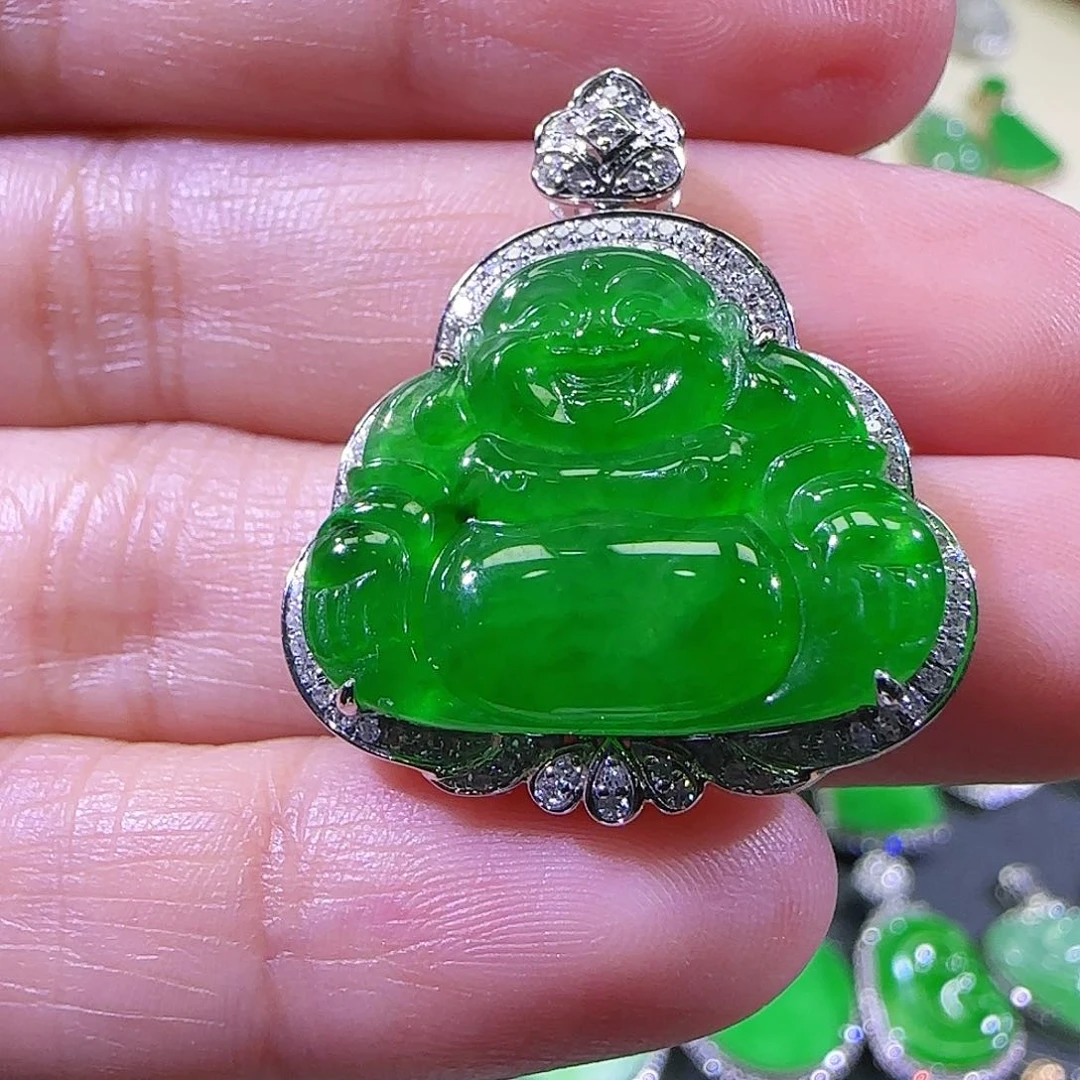 翡翠18K金镶嵌吊坠(不含链)