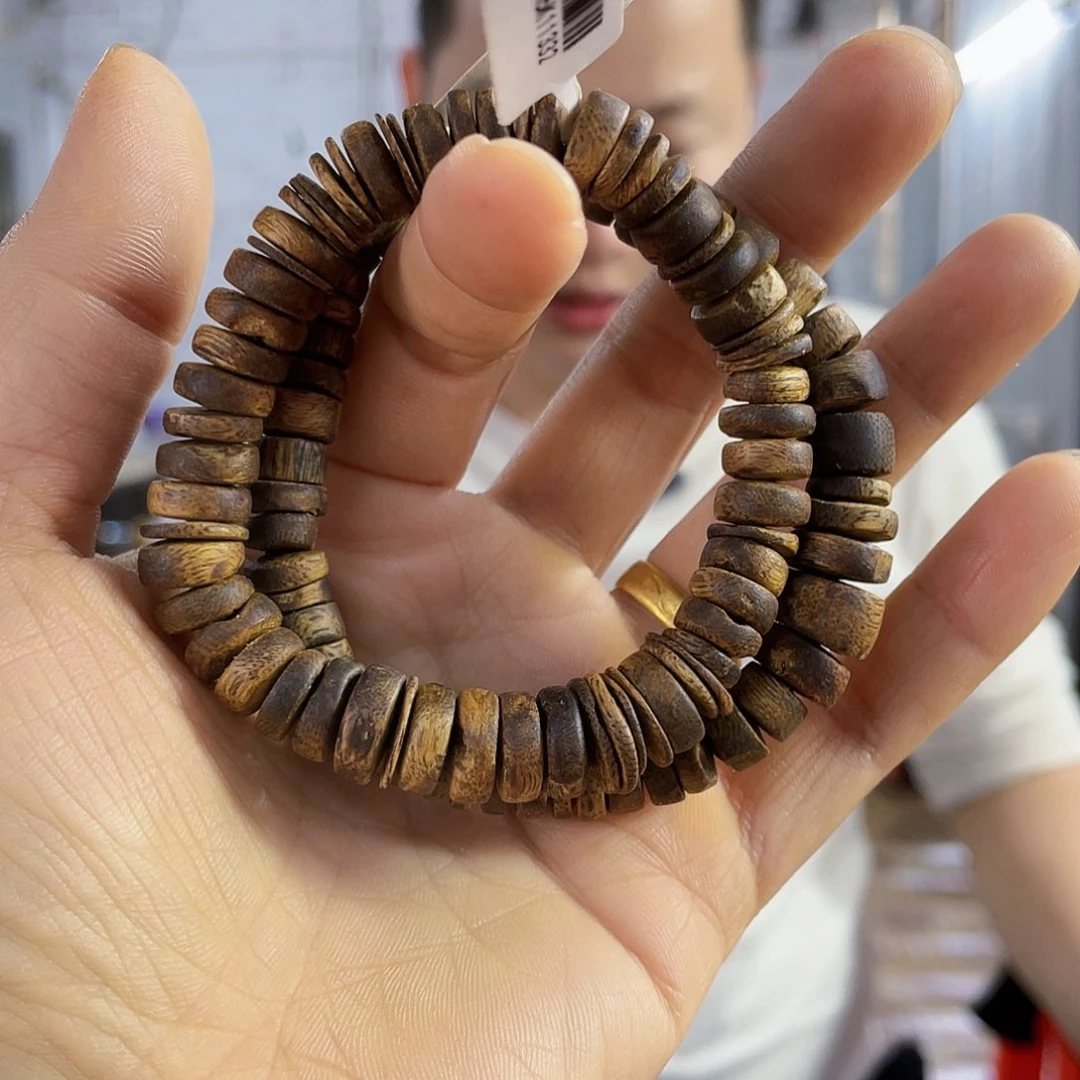 沉香手串棋楠黄棋片珠单圈9克多样性发一