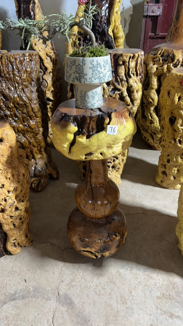 自然龙纹古枣木花架