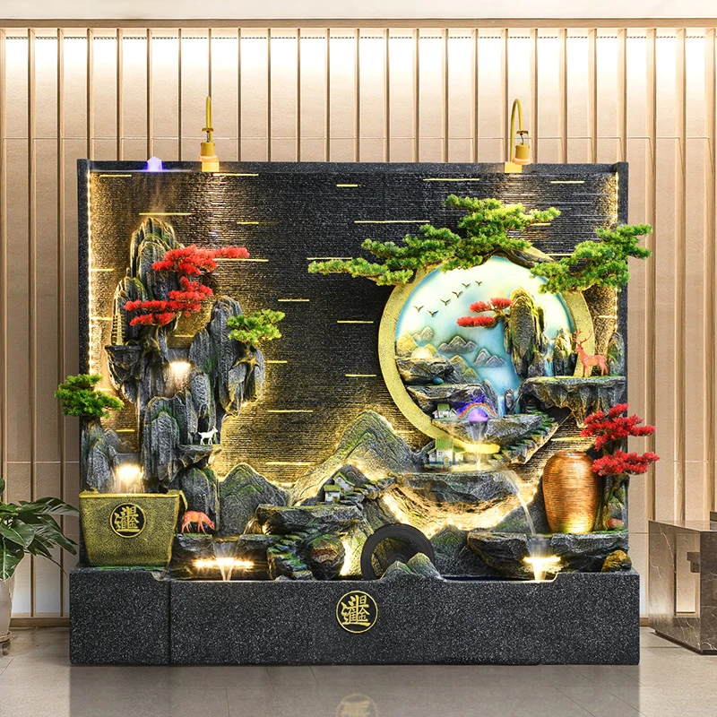 工厂畅销大型水幕墙假山流水喷泉摆件客厅办公室茶室别墅庭院造景