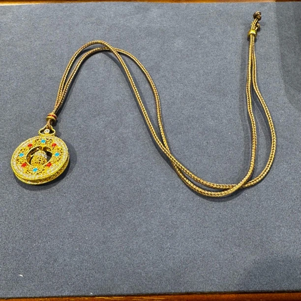 铜合金珐琅吊坠 2025-八宝罗盘珐琅吊坠带绳30mm