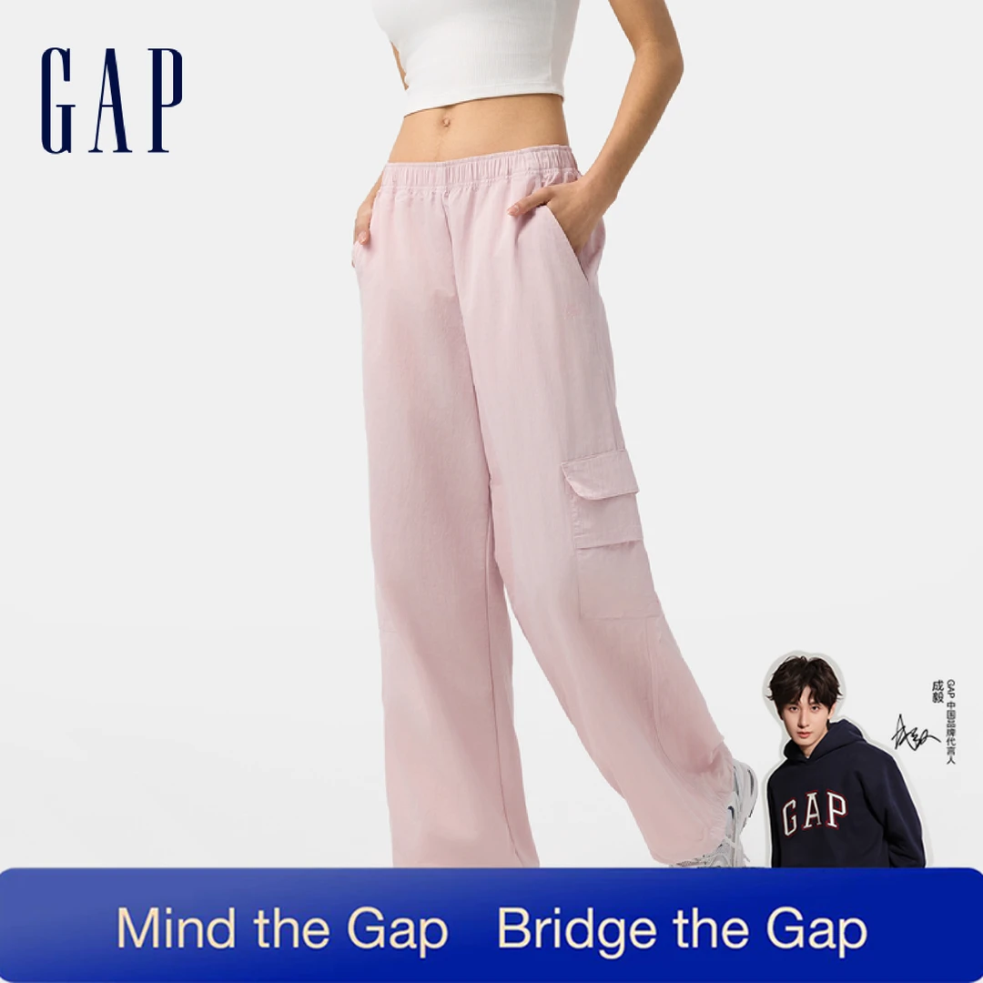 【成毅代言】Gap女装秋冬松紧腰口袋抽绳束口工装长裤休闲裤761407
