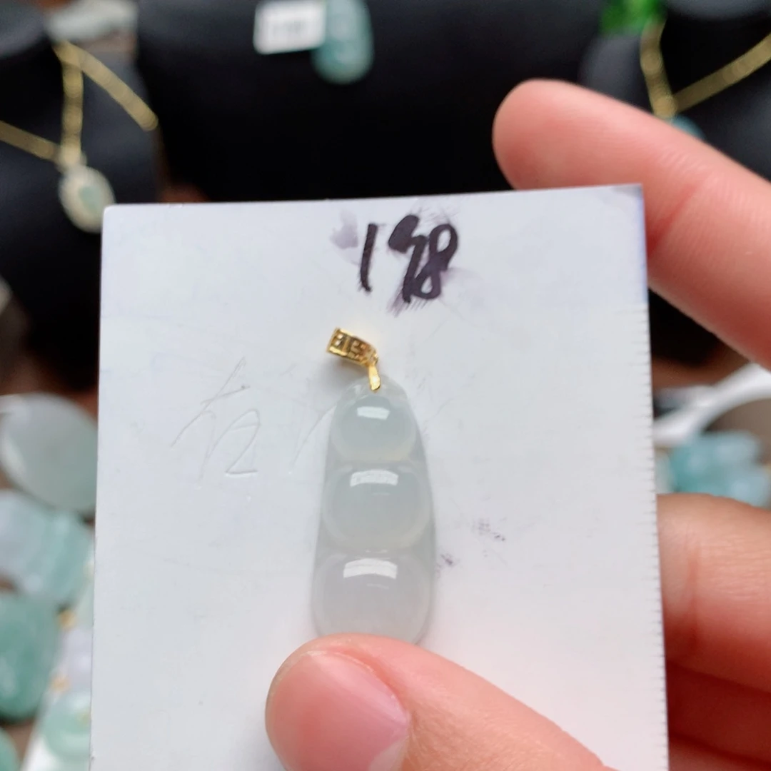 翡翠颈饰银S925镀金镶嵌吊坠