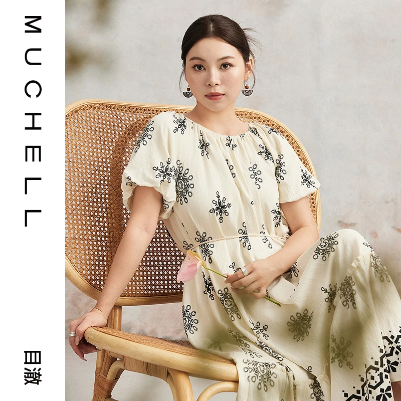 目澈MUCHELL夏新款【春色未休】波西米亚风大码连衣裙MDS3LD1037