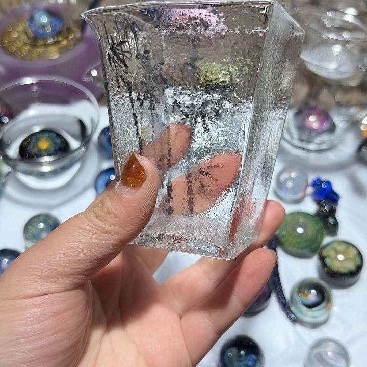 玻璃茶器四方墨竹