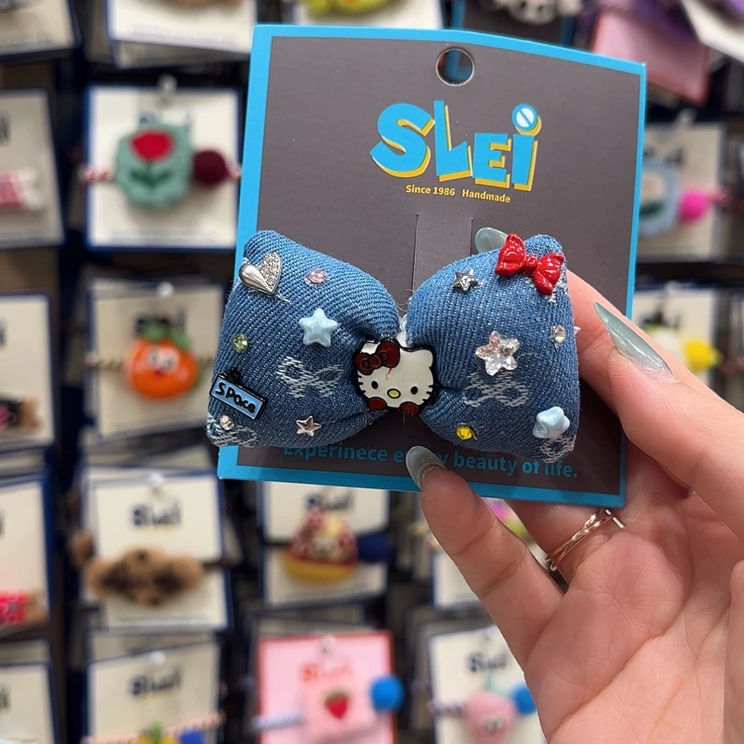 非金属皮质Kt充棉蝴蝶结牛仔鸭夹