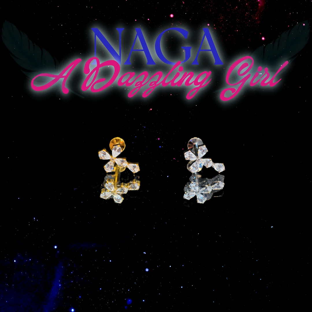 钛合金锆石耳饰 钛合金爆闪水滴锆石异形耳钉0.9牙防敏【水滴十字】