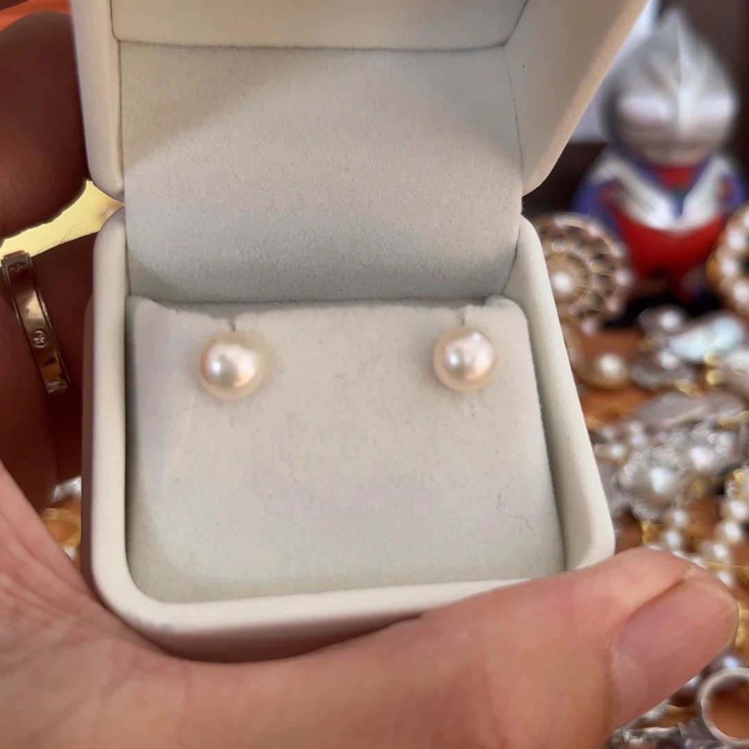 淡水珍珠银S925镶嵌颈饰小白耳钉