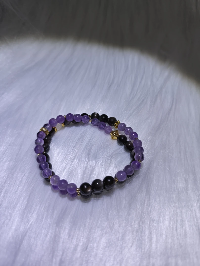 铜合金石英石手链 黑色星座/轻奢配饰叠戴简约小众百搭时尚气质