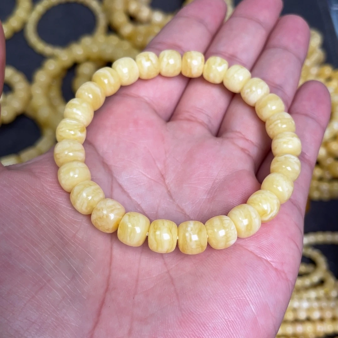 蜜蜡未镶嵌裸石虎皮纹千层雪蜜蜡手串8.8mm