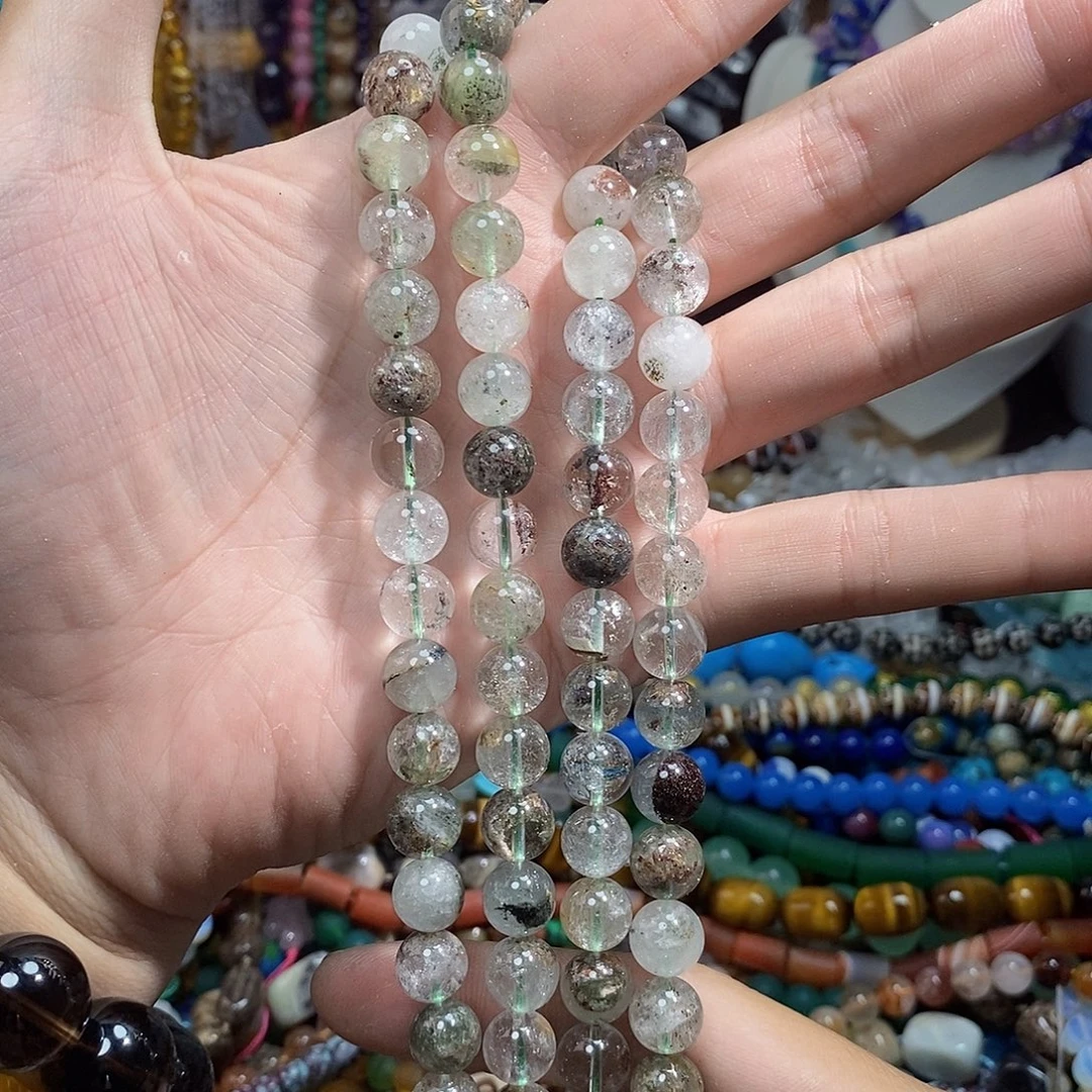 石英质玉未镶嵌，绿幽灵10mm，