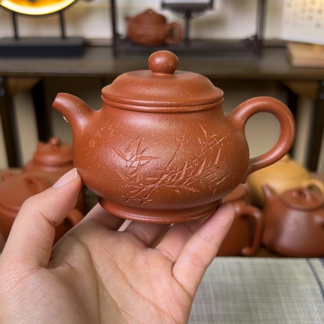 紫泥茶壶紫砂壶潘壶红降坡190cc