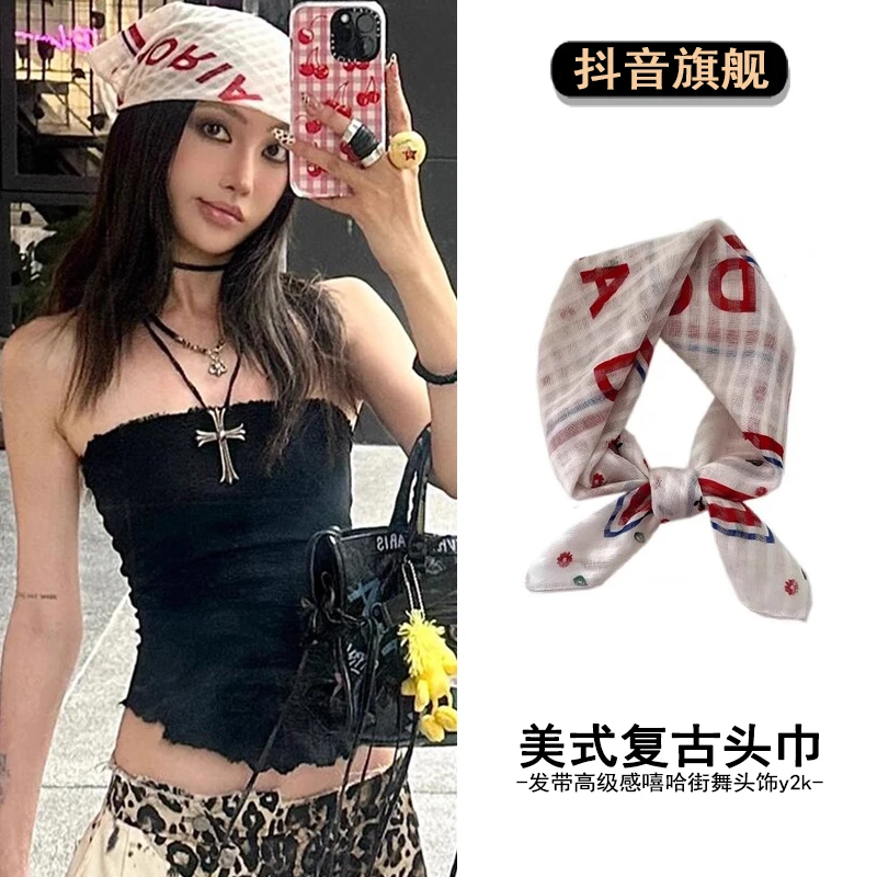 美式复古头巾女包头废土风小方巾丝巾发带高级感头饰发圈发饰