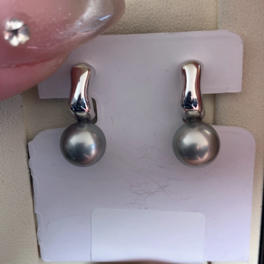 海水珍珠耳饰银S925镶嵌
