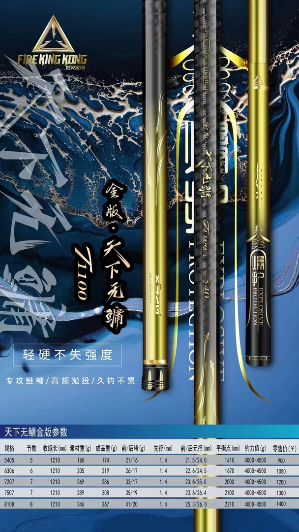 鱼栖林烈火金刚金版天下无鳙超轻超硬28调大物竿鲢鳙青鱼手台钓竿