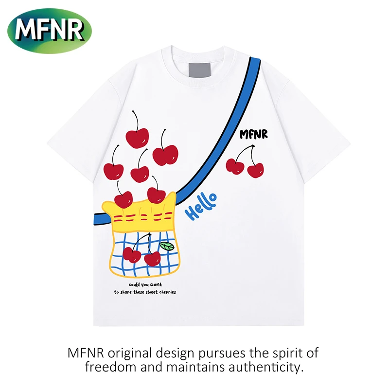 趣味小众设计感纯棉印花T恤男女情侣装夏季街头圆领百搭重磅短袖