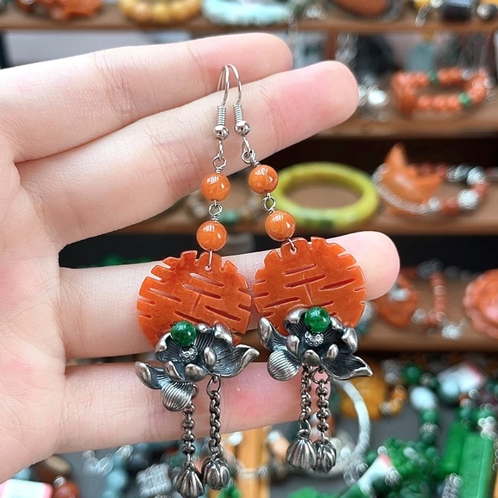 翡翠未镶嵌耳饰饰品