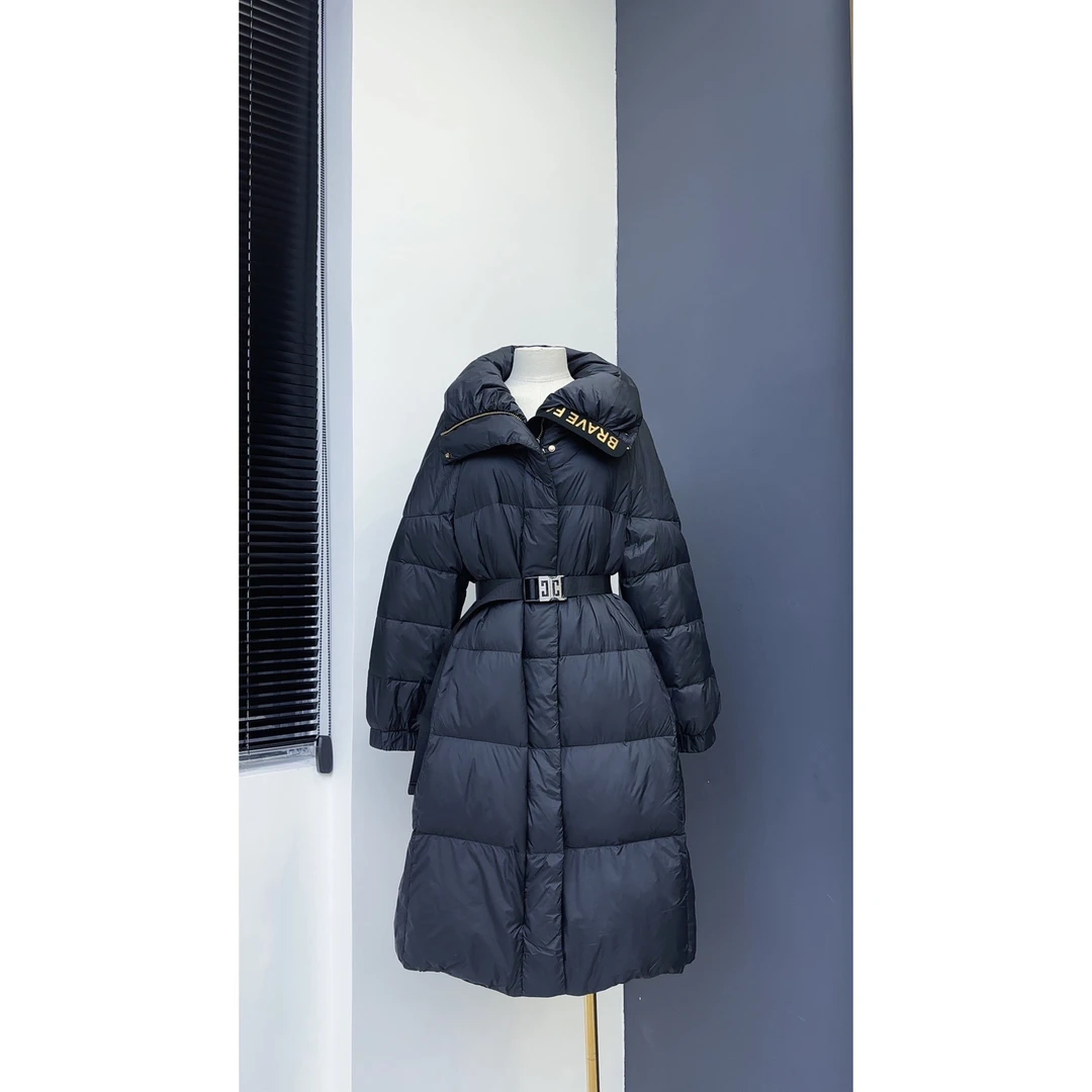 品牌原单高端轻奢蓬松保暖90鸭绒羽绒服（衣长100）【黑色】【A7】-3528