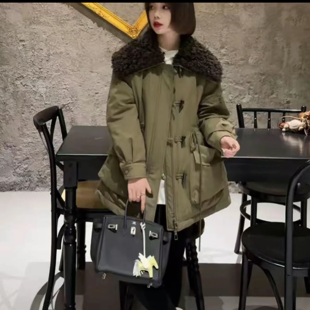 【现货+运费险】新款冬韩系极简风可抽绳棉服派克外套