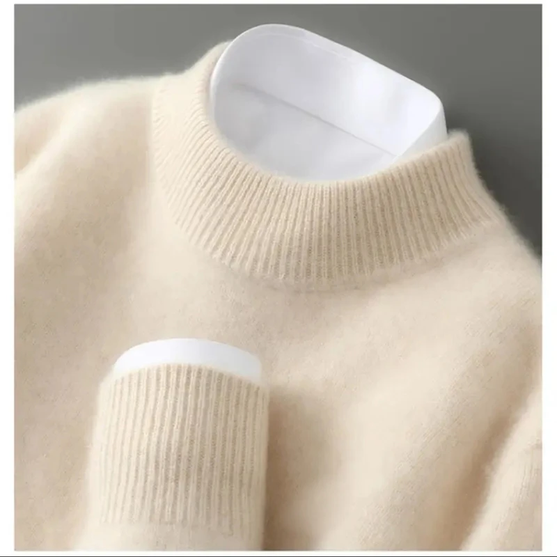 【380克100%山羊绒】圆领半高领套头款厚款上衣秋冬加厚针织毛衣