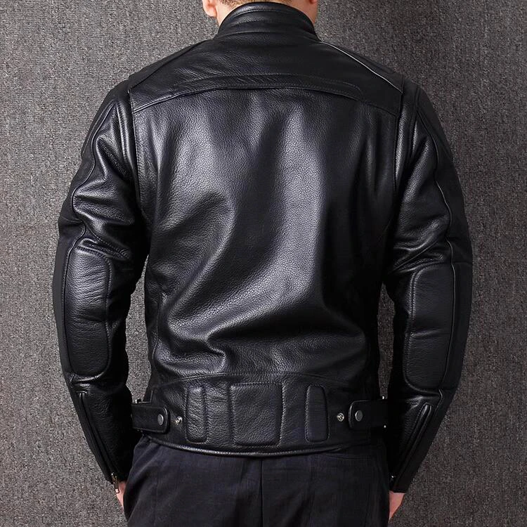 可脱卸内胆透气孔皮夹克机车服秋冬哈雷纯头层牛皮真皮皮衣男士