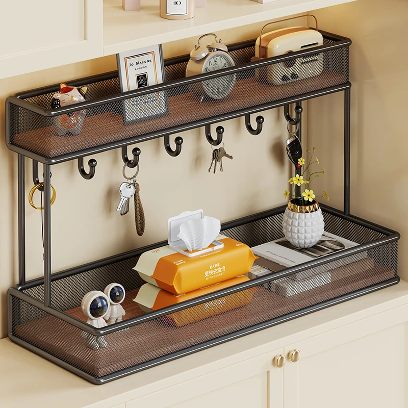 玄关置物架门口放钥匙收纳盒入户鞋柜上摆件展示架门厅整理盒神器