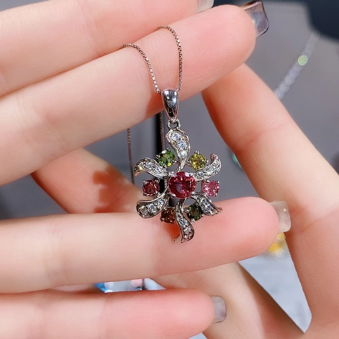 碧玺颈饰银S925镶嵌1212