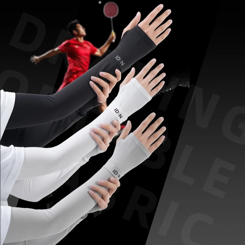 夏季防晒袖套男女户外骑行开车防紫外线护手臂冰丝袖薄款套半指袖