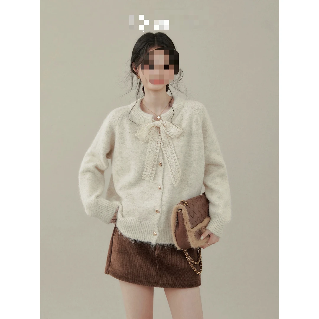 濮院羊毛衫爆款2025新款衣服女秋冬白色毛衣针织开衫韩版宽松外套