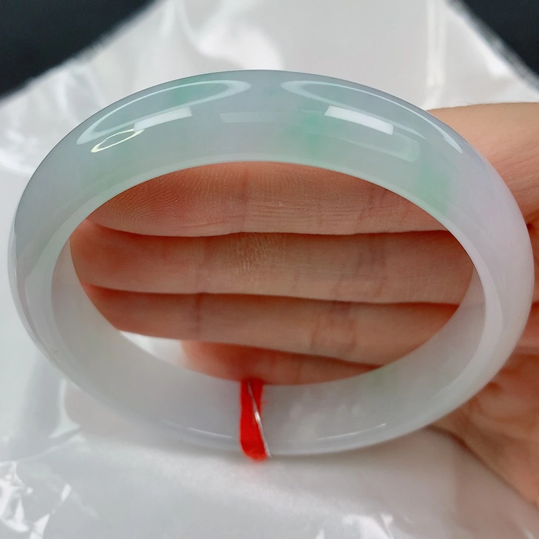 未镶嵌手镯翡翠58.6正圈，糯冰淡绿，强推，017