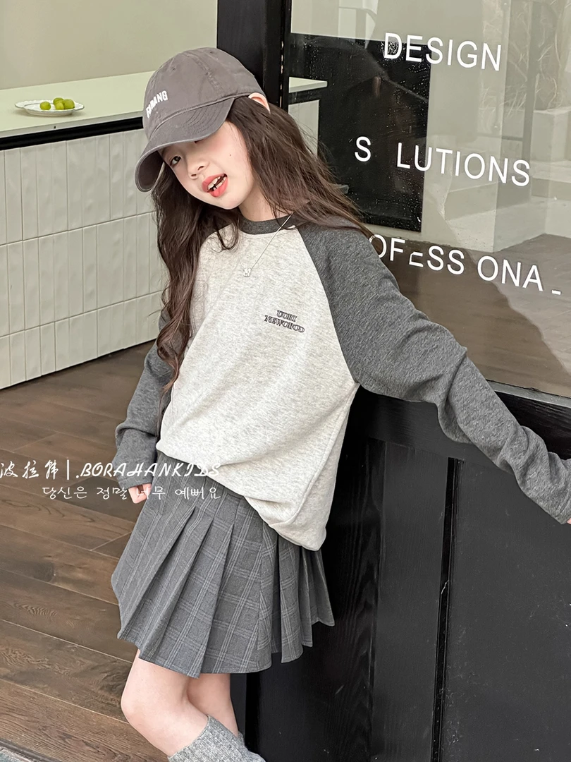 女童卫衣2025秋季新款韩版休闲上衣女中大童宽松中性长袖