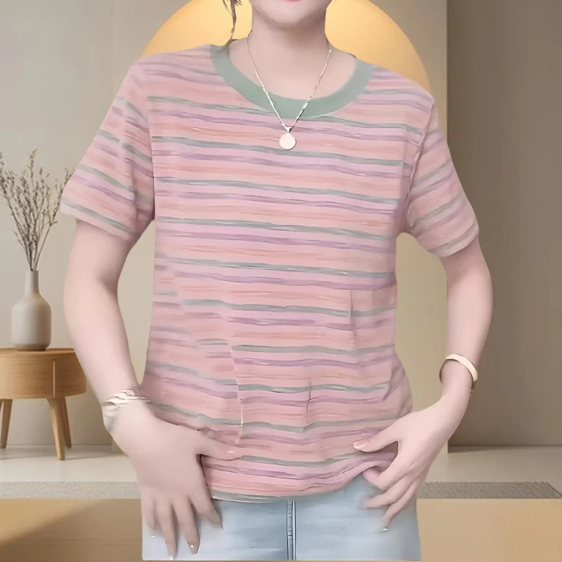 欧货撞色条纹t恤女短袖2025夏季新款小众高级感正肩休闲上衣潮ins