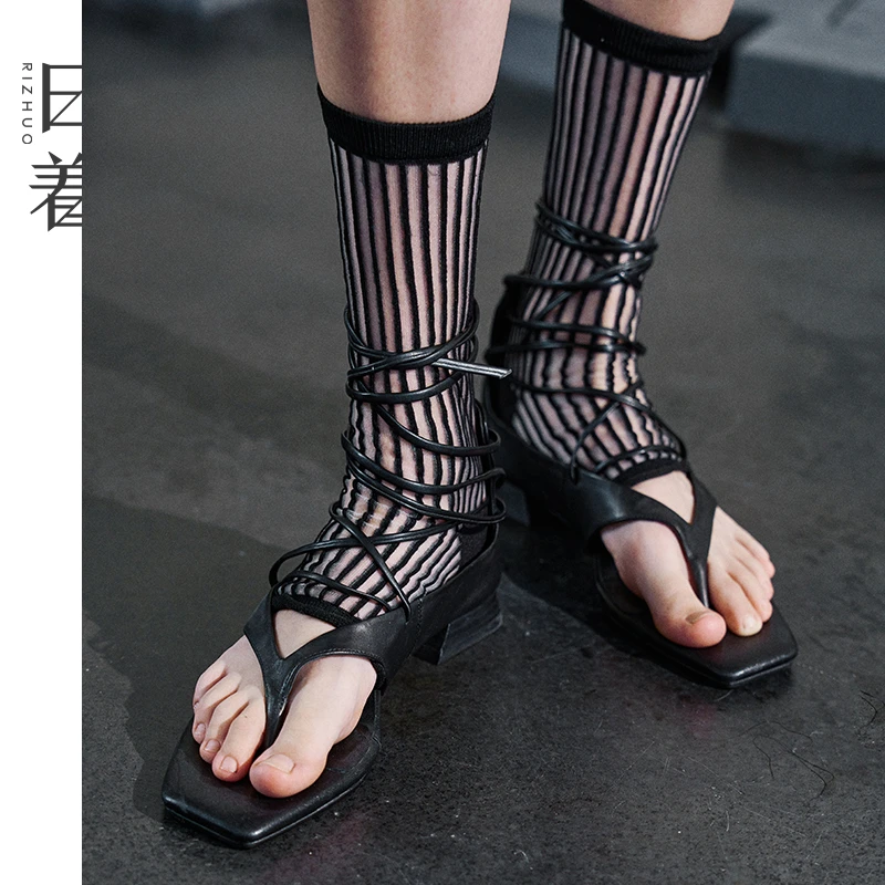 日着侠2025夏新款薄款透气袜子设计感ins潮外穿中筒袜女RD2552P3