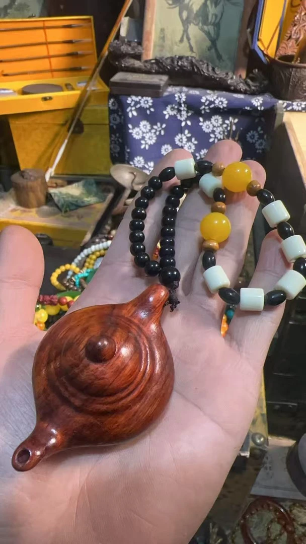 紫檀把把壶手把件