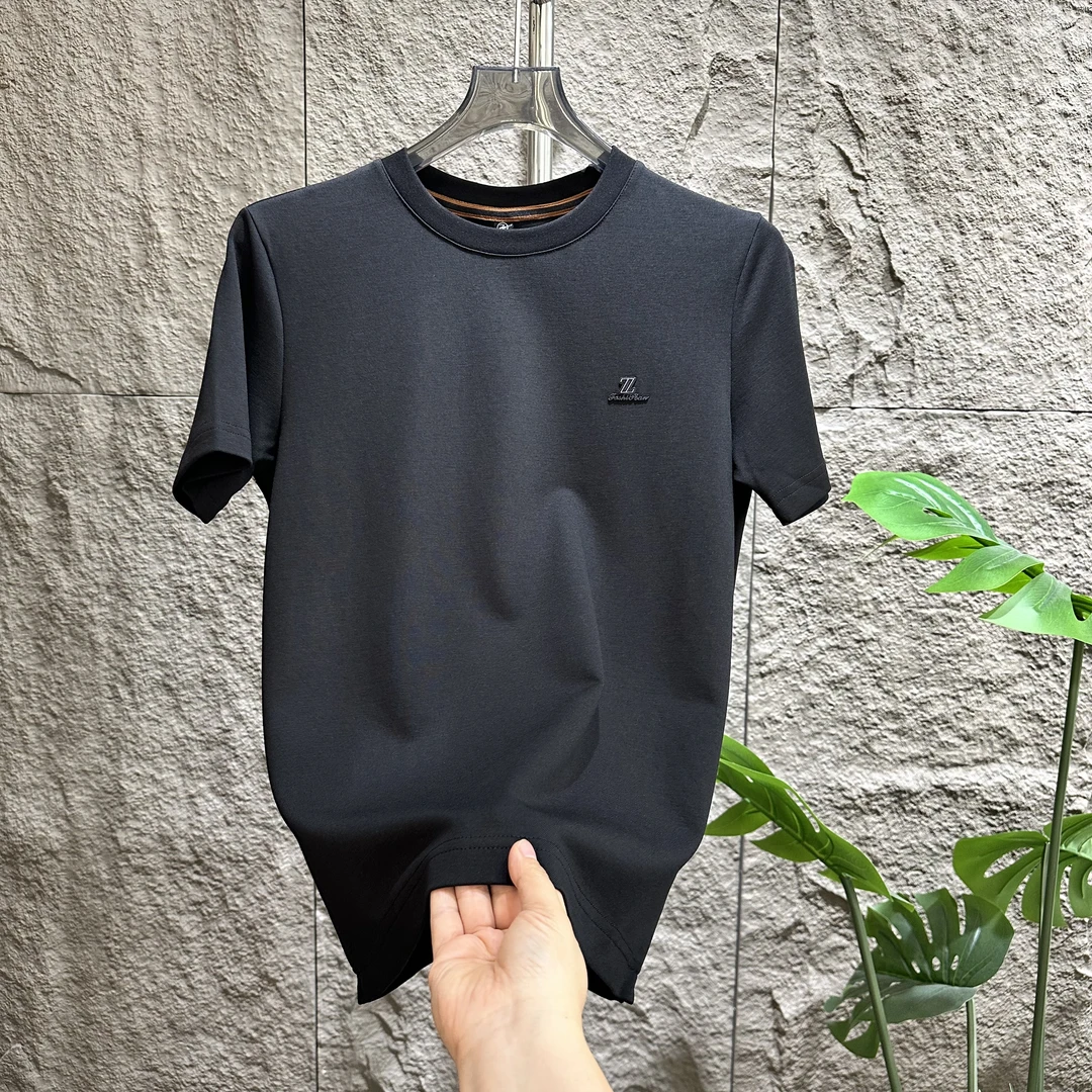 高级感男装男式t恤衫半袖男款爆款2025新款大码男装纯色t恤男士