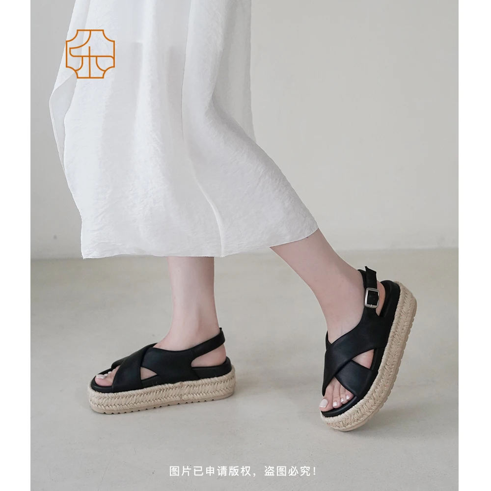【LESIFAN】交叉面麻绳厚底凉鞋2103-452