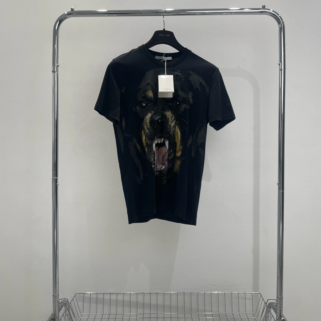 全新未使用 Givenchy/纪梵希 狗头印花黑色短袖 YY00120 尺码s