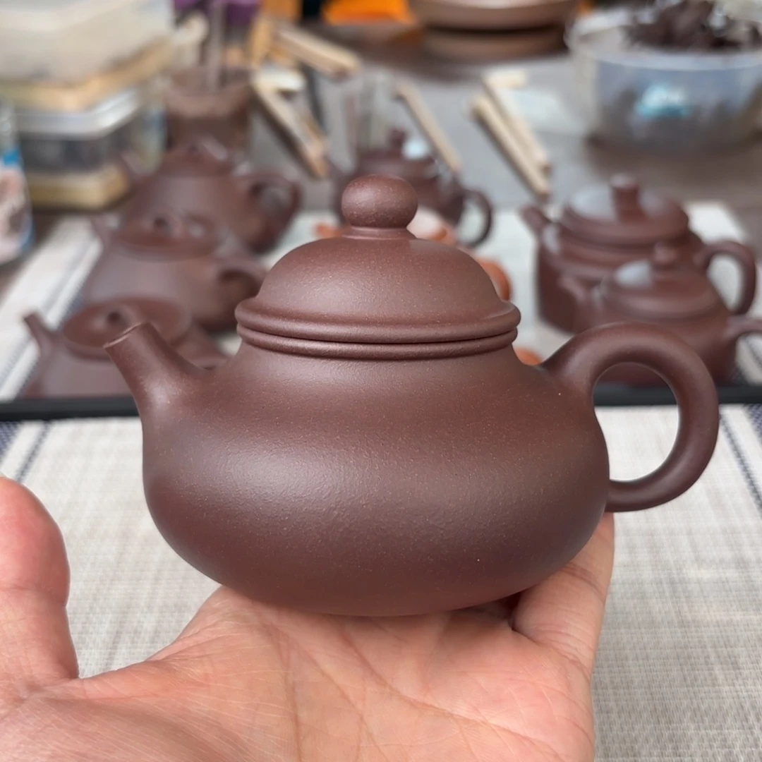 紫砂茶壶半手工老紫泥容天壶220cc