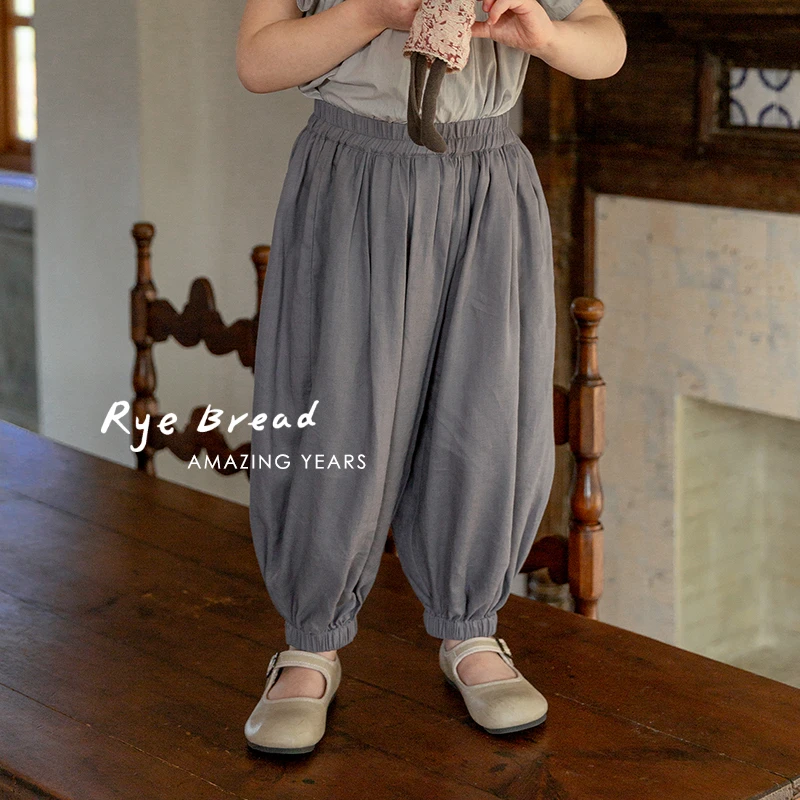 ryebread/黑面包童装韩系舒适女小童宝宝宽松束脚休闲裤长裤 5夏