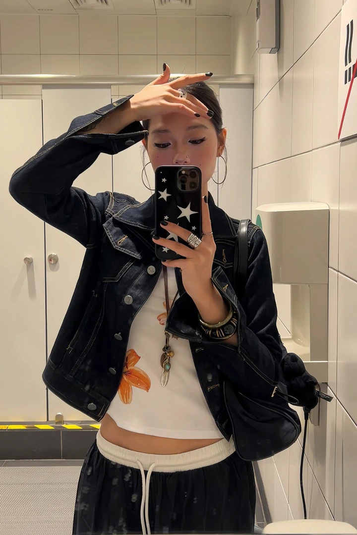 美式复古解构质感牛仔外套宽松小众廓形修身显瘦工装简约夹克女