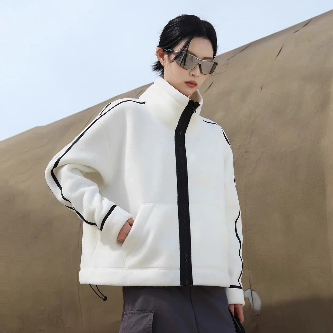 JG130立领户外运动外套加厚保暖摇粒绒户外防风休闲羊羔绒抓绒衣